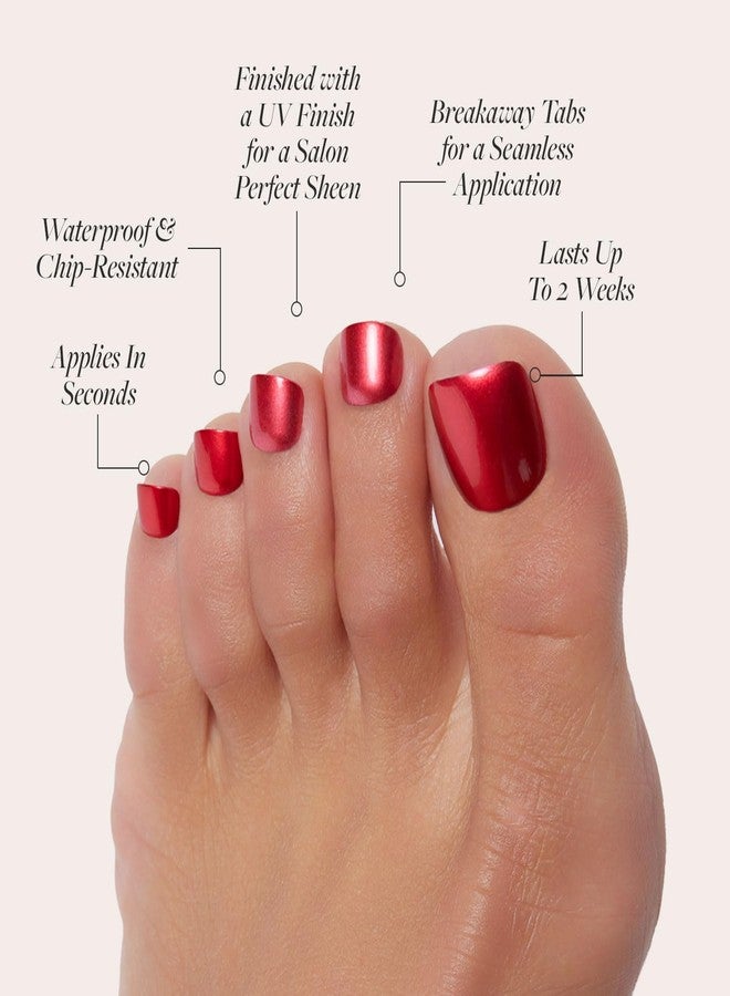 Glamnetic Press On Toenails - Cherry Glaze | Bright Red Fake Toe Nails with a Glazed Finish | 16 Sizes - 32 Toe Nail Kit with Glue - Image 3